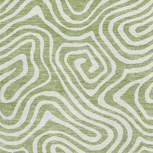 HomeRoots 9' X 12' Artichoke Green Abstract Area Rug – Stylish, Washable, UV Protected, Perfect for High-Traffic Areas 680836