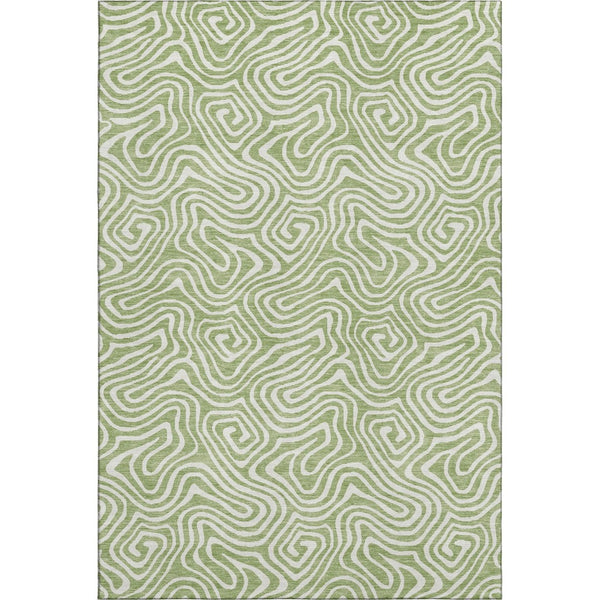 HomeRoots 10' Artichoke Green & Ivory Abstract Washable Area Rug - UV Protected, Stain Resistant, Durable Design 680837
