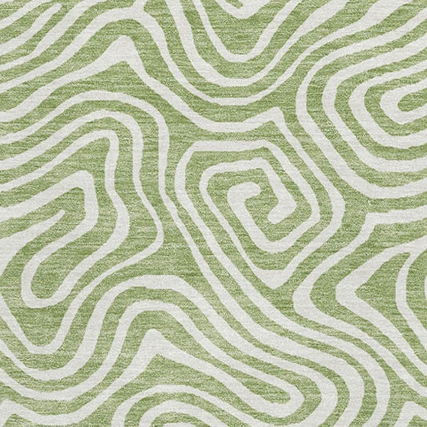 HomeRoots 10' Artichoke Green & Ivory Abstract Washable Area Rug - UV Protected, Stain Resistant, Durable Design 680837