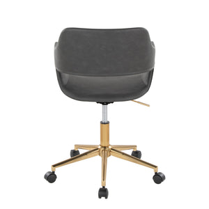 English Elm Margarite Contemporary Task Chair In Gold & Grey Faux Leather - Stylish, Ergonomic & Adjustable Comfort B202P223914