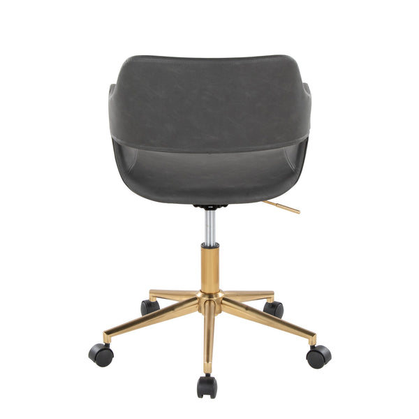 English Elm Margarite Contemporary Task Chair In Gold & Grey Faux Leather - Stylish, Ergonomic & Adjustable Comfort B202P223914