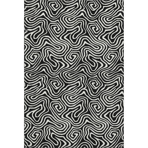 HomeRoots 8' X 10' Black And Ivory Abstract Area Rug - Washable, UV Protected & Durable for Modern Spaces 680841