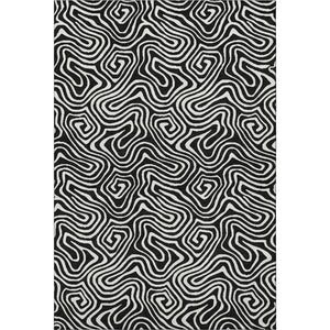 HomeRoots 8' X 10' Black And Ivory Abstract Area Rug - Washable, UV Protected & Durable for Modern Spaces 680841