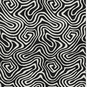 HomeRoots 9' X 12' Black and Ivory Abstract Area Rug - Stylish, Washable, UV-Protected for Busy Homes 680842