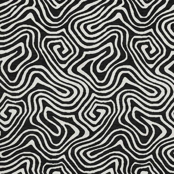 HomeRoots 10' X 14' Black And Ivory Abstract Area Rug - Durable, Washable, UV-Protected for Busy Homes 680843