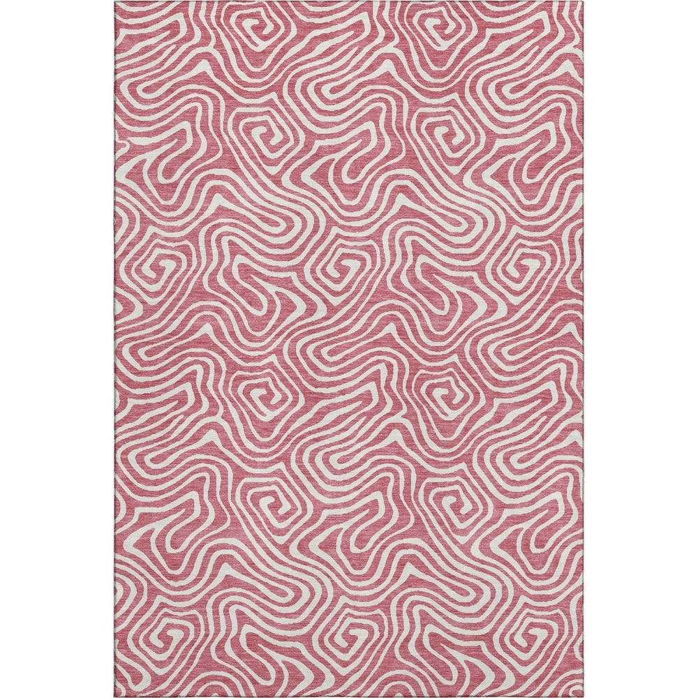 HomeRoots 9' X 12' Blush and Ivory Abstract Area Rug - Washable, UV Protected, Stain-Resistant for Modern Homes 680848