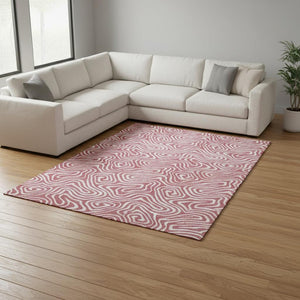 HomeRoots 10' Blush & Ivory Abstract Washable Area Rug – Stylish, Durable, UV-Protected for Modern Spaces! 680849