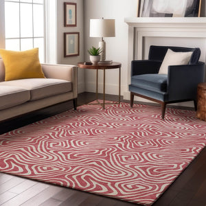 HomeRoots 10' Blush & Ivory Abstract Washable Area Rug – Stylish, Durable, UV-Protected for Modern Spaces! 680849
