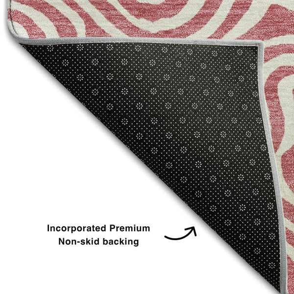 HomeRoots 10' Blush & Ivory Abstract Washable Area Rug – Stylish, Durable, UV-Protected for Modern Spaces! 680849
