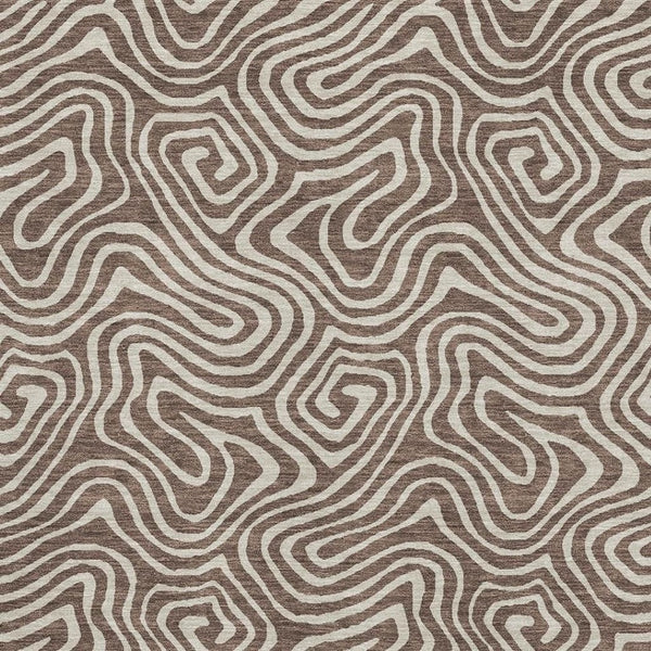 HomeRoots 5' X 8' Brown And Ivory Abstract Washable Area Rug – Durable, UV Protected, Perfect for Pets & Kids! 680851