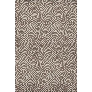 HomeRoots 5' X 8' Brown And Ivory Abstract Washable Area Rug – Durable, UV Protected, Perfect for Pets & Kids! 680851