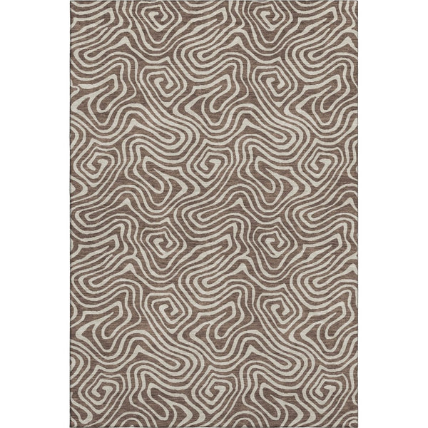 HomeRoots 8' X 10' Brown And Ivory Abstract Washable Area Rug - Stylish, Stain Resistant, UV Protected Design 680853