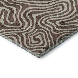 HomeRoots 8' X 10' Brown And Ivory Abstract Washable Area Rug - Stylish, Stain Resistant, UV Protected Design 680853