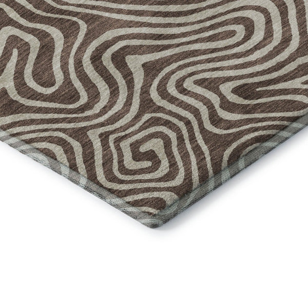 HomeRoots 8' X 10' Brown And Ivory Abstract Washable Area Rug - Stylish, Stain Resistant, UV Protected Design 680853