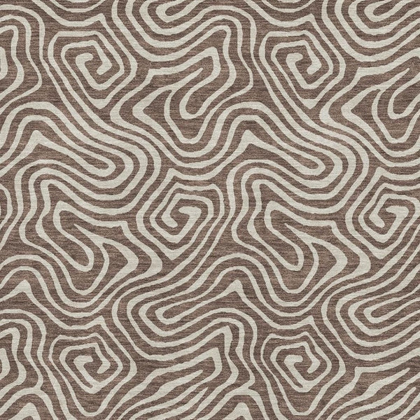 HomeRoots 8' X 10' Brown And Ivory Abstract Washable Area Rug - Stylish, Stain Resistant, UV Protected Design 680853