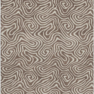 HomeRoots 8' X 10' Brown And Ivory Abstract Washable Area Rug - Stylish, Stain Resistant, UV Protected Design 680853