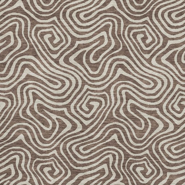 HomeRoots 10' X 14' Brown And Ivory Abstract Area Rug – Washable, UV-Protected, Stylish for High-Traffic Homes 680855