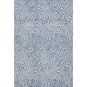 HomeRoots 8' X 10' Stylish Denim Blue and Ivory Abstract Washable Area Rug with UV Protection for Homes 680859
