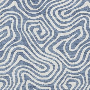 HomeRoots 9' X 12' Denim Blue Abstract Area Rug - Stylish, Washable, UV Protected for High-Traffic Spaces 680860