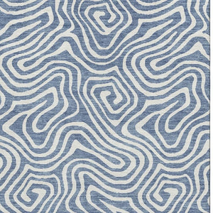HomeRoots 9' X 12' Denim Blue Abstract Area Rug - Stylish, Washable, UV Protected for High-Traffic Spaces 680860