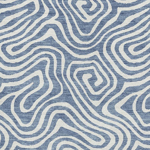 HomeRoots 10' Denim Blue and Ivory Abstract Washable Area Rug - Durable, Stain-Resistant, UV Protected Style Upgrade 680861