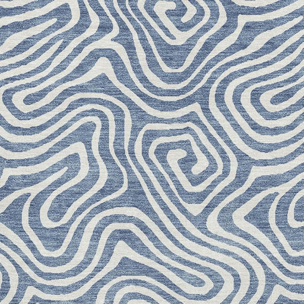 HomeRoots 10' Denim Blue and Ivory Abstract Washable Area Rug - Durable, Stain-Resistant, UV Protected Style Upgrade 680861
