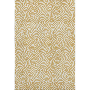 HomeRoots 5' X 8' Gold and Ivory Abstract Area Rug - Stain Resistant, Washable, UV Protected for High-Traffic Spaces 680863