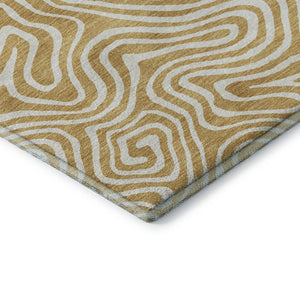 HomeRoots 5' X 8' Gold and Ivory Abstract Area Rug - Stain Resistant, Washable, UV Protected for High-Traffic Spaces 680863