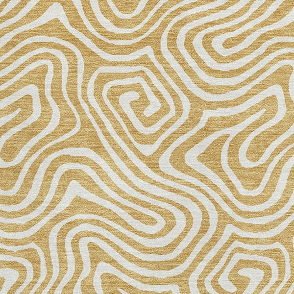 HomeRoots 5' X 8' Gold and Ivory Abstract Area Rug - Stain Resistant, Washable, UV Protected for High-Traffic Spaces 680863