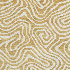 HomeRoots 8' X 10' Gold & Ivory Abstract Washable Area Rug - UV Protected, Easy-Care, Stylish & Durable Design 680865