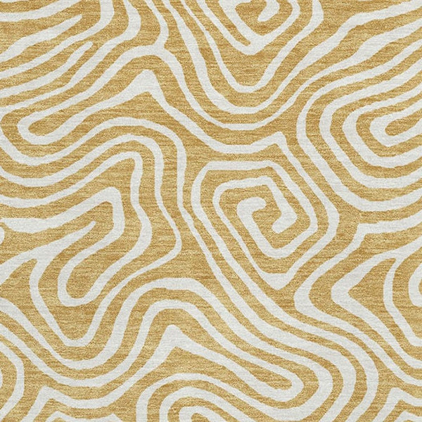 HomeRoots 8' X 10' Gold & Ivory Abstract Washable Area Rug - UV Protected, Easy-Care, Stylish & Durable Design 680865