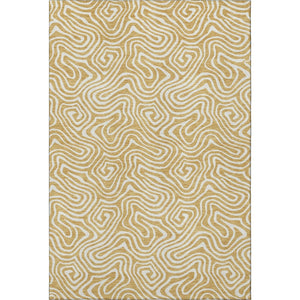 HomeRoots 10' X 14' Gold and Ivory Abstract Area Rug - Stylish, Stain-Resistant, UV-Protected for High Traffic Areas 680867