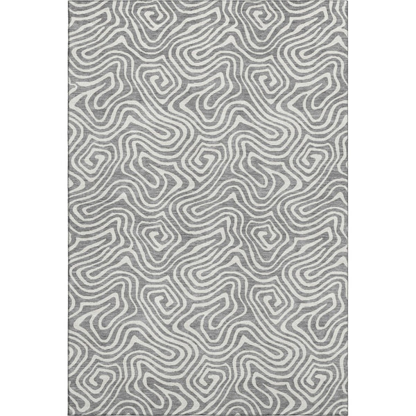 HomeRoots 5' X 8' Gray And Ivory Abstract Area Rug - Washable, UV Protected, Stylish & Durable for Homes 680869