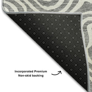 HomeRoots 5' X 8' Gray And Ivory Abstract Area Rug - Washable, UV Protected, Stylish & Durable for Homes 680869