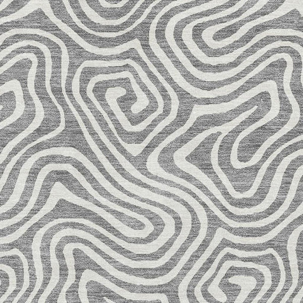 HomeRoots 5' X 8' Gray And Ivory Abstract Area Rug - Washable, UV Protected, Stylish & Durable for Homes 680869