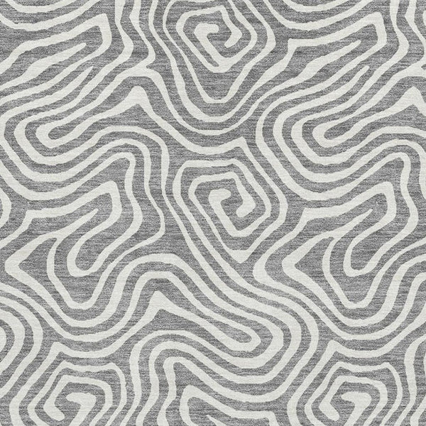HomeRoots 5' X 8' Gray And Ivory Abstract Area Rug - Washable, UV Protected, Stylish & Durable for Homes 680869