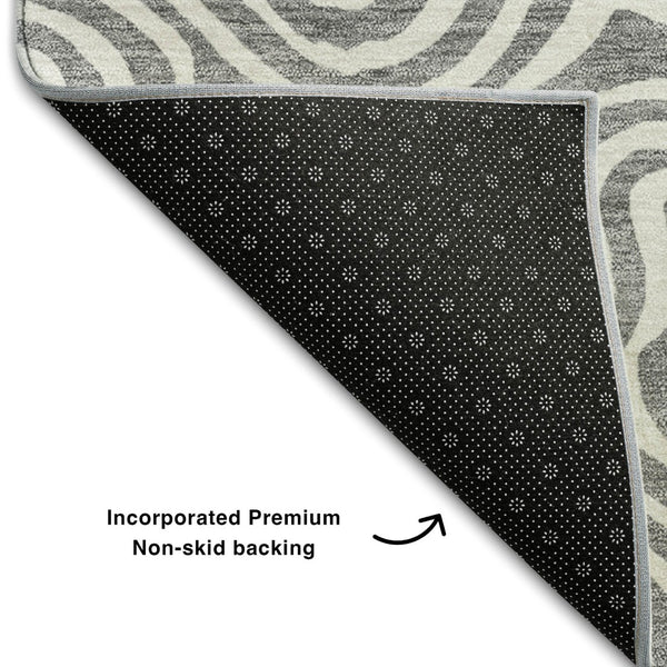HomeRoots 8' X 10' Gray and Ivory Abstract Washable Area Rug – Durable, Stain Resistant, UV Protected Elegance 680871