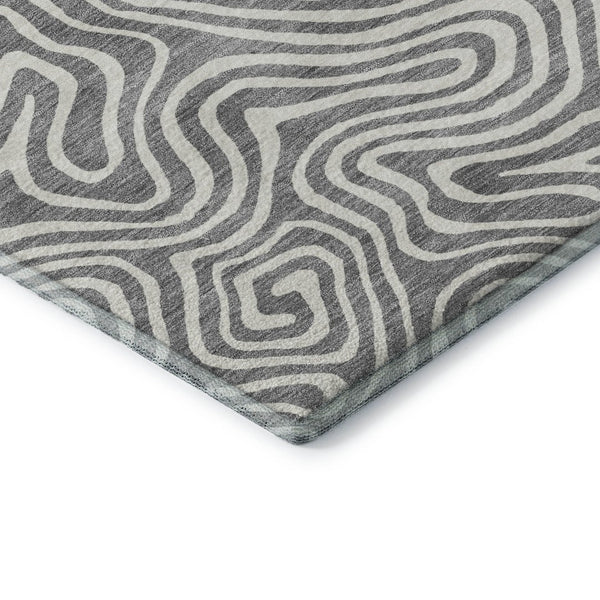 HomeRoots 8' X 10' Gray and Ivory Abstract Washable Area Rug – Durable, Stain Resistant, UV Protected Elegance 680871