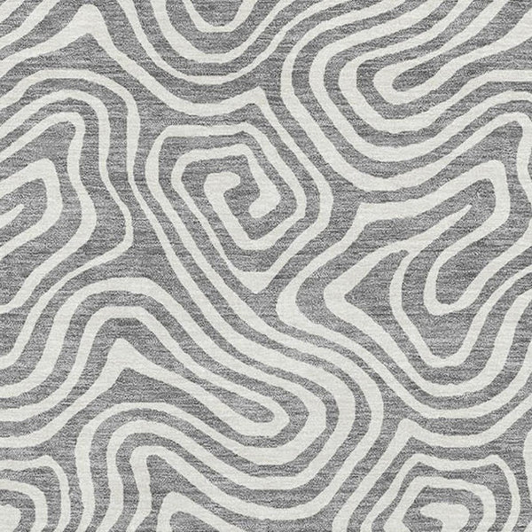 HomeRoots 9' X 12' Gray and Ivory Abstract Area Rug - Washable, UV Protected, Durable for High-Traffic Homes 680872