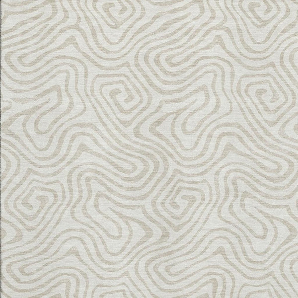 HomeRoots 5' X 8' Ivory & Beige Abstract Area Rug - Washable, UV-Protected, Durable for Homes with Kids & Pets 680875