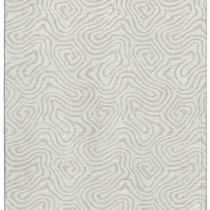 HomeRoots 5' X 8' Ivory & Beige Abstract Area Rug - Washable, UV-Protected, Durable for Homes with Kids & Pets 680875