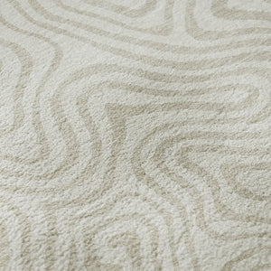 HomeRoots 8' Ivory and Beige Abstract Round Rug - Washable, UV-Protected, Stylish for Homes with Kids and Pets 680876