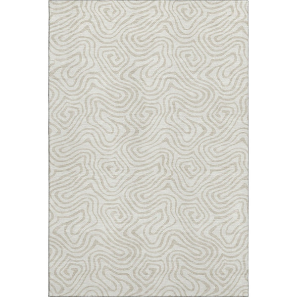 HomeRoots 10' X 14' Abstract Ivory and Beige Area Rug - Washable, UV Protected, Family Friendly for Any Space 680879