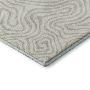 HomeRoots 10' X 14' Abstract Ivory and Beige Area Rug - Washable, UV Protected, Family Friendly for Any Space 680879