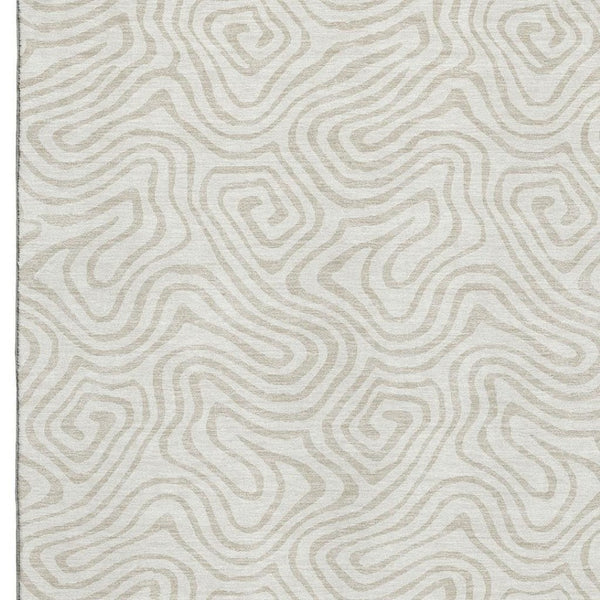 HomeRoots 10' X 14' Abstract Ivory and Beige Area Rug - Washable, UV Protected, Family Friendly for Any Space 680879