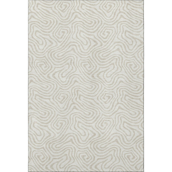 HomeRoots 10' X 14' Abstract Ivory and Beige Area Rug - Washable, UV Protected, Family Friendly for Any Space 680879