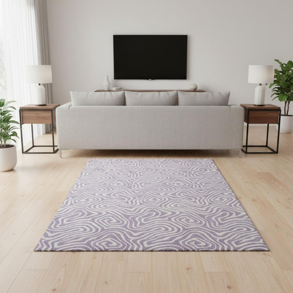 HomeRoots 5' X 8' Stylish Lavender & Ivory Abstract Area Rug - Washable, Stain-Resistant, UV Protected Beauty! 680881