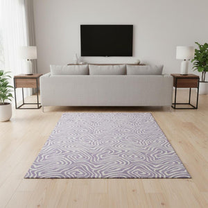 HomeRoots 5' X 8' Stylish Lavender & Ivory Abstract Area Rug - Washable, Stain-Resistant, UV Protected Beauty! 680881