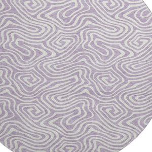 HomeRoots 8' Stylish Washable Round Rug in Lavender & Ivory - Abstract Design with UV Protection & Durability 680882