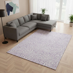 HomeRoots 8' X 10' Contemporary Lavender & Ivory Abstract Washable Area Rug with UV Protection & Durability 680883